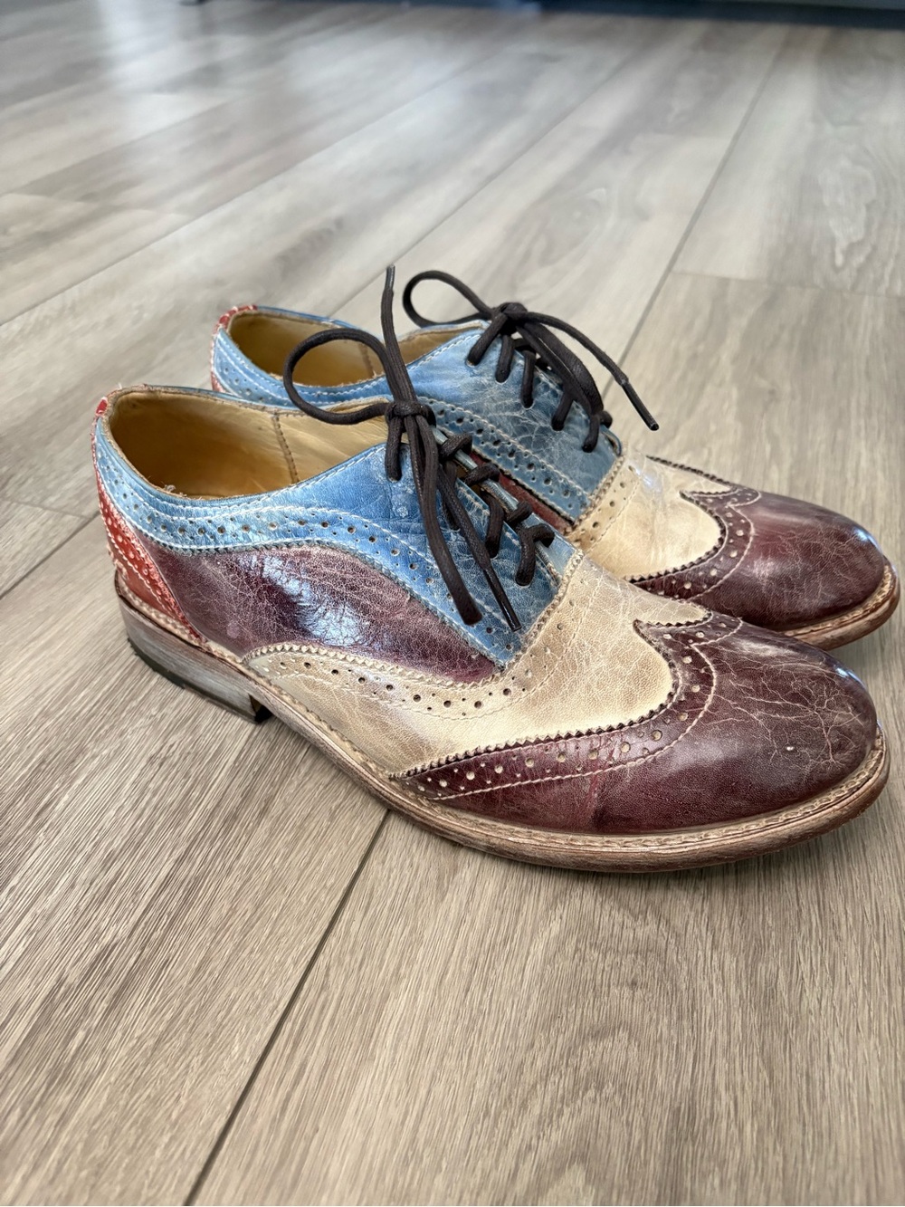 Bed Stu Lita Starry Night Rustic Distressed Wingtip Oxford Shoes Womens Size 9
